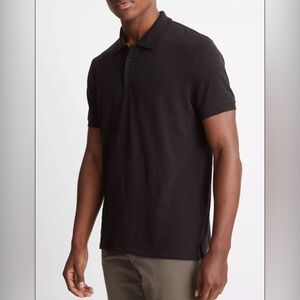 Vince Men’s Classic Slub Polo Shirt Black Large